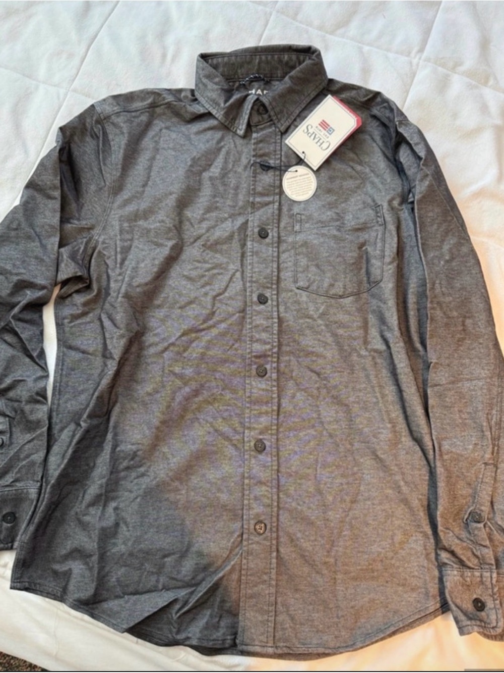 Chaps Men’s Casual Button-Down Shirt in Gray